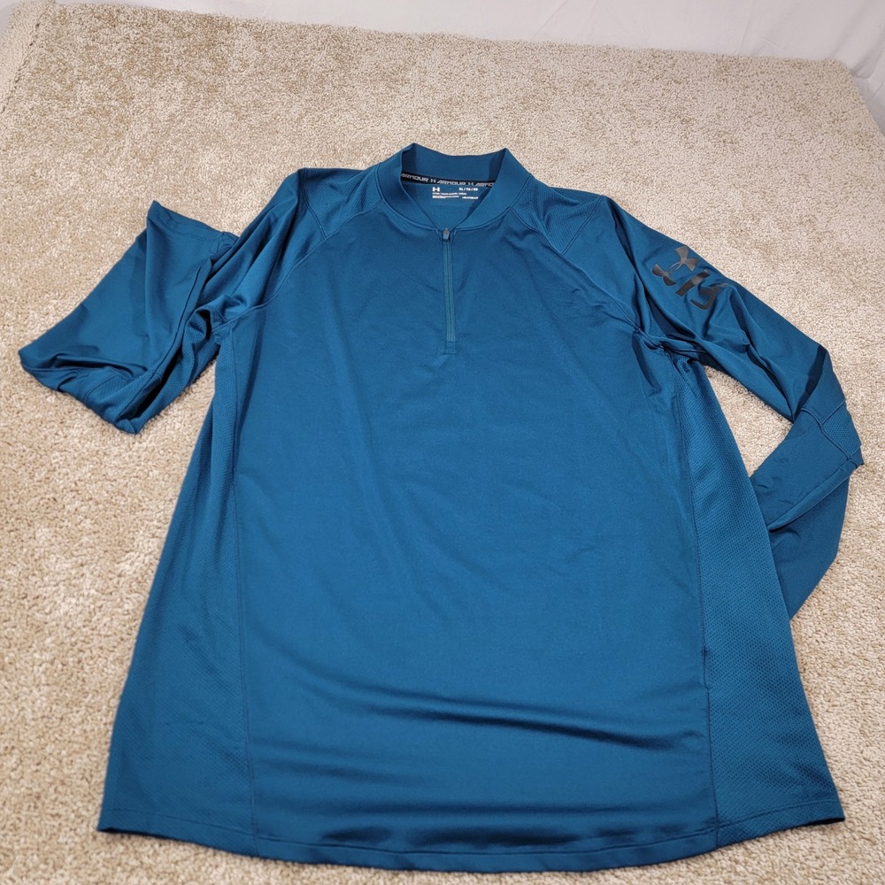 Under Armour Heatgear Mens XL Blue 1/4 Zip Long Sleeve Athletic Pullover Shirt